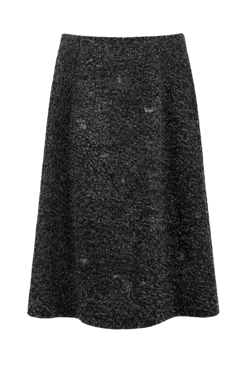 1990s Charcoal Grey Wool Blend Skirt - Front View