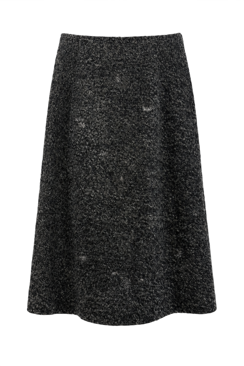 1990s Charcoal Grey Wool Blend Skirt - Front View