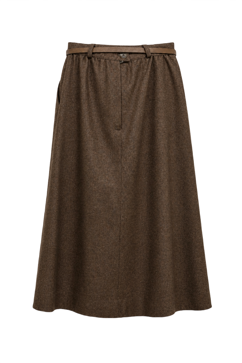 1950s Brown Wool Skirt - Front View