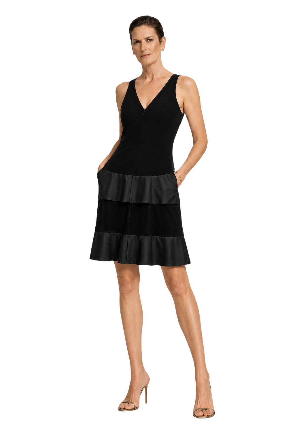 1990s Black Synthetic Blend Dress - Model