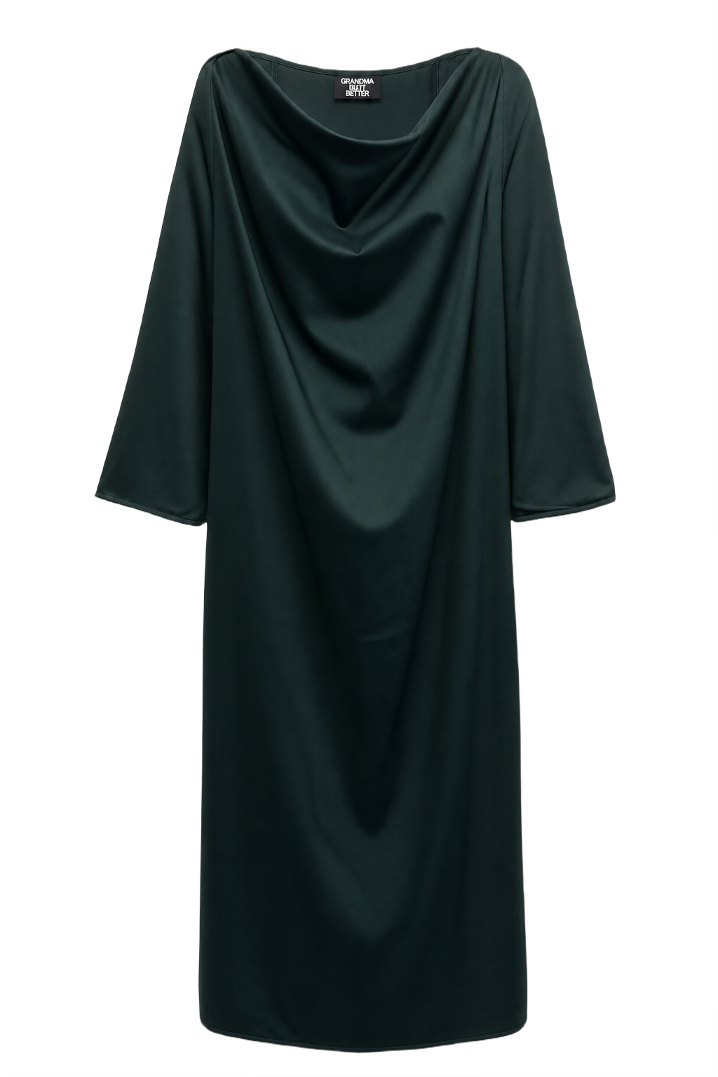 1970s Dark Green Synthetic Blend Shift Dress - Front View