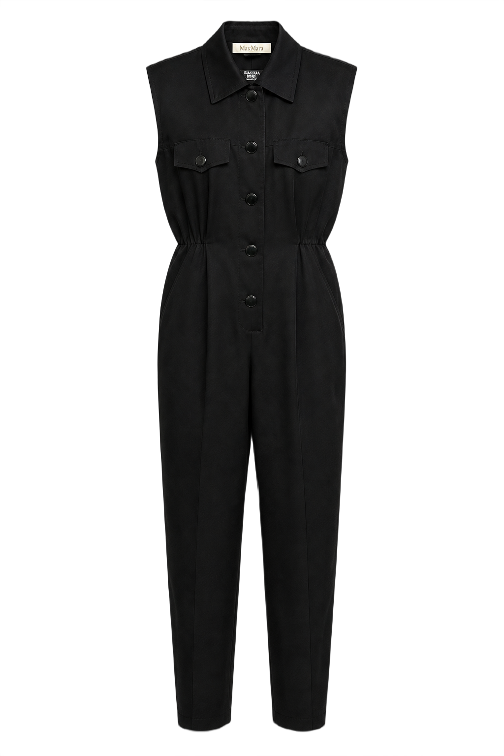 1990s Black Synthetic Blend Jumpsuit - Front View