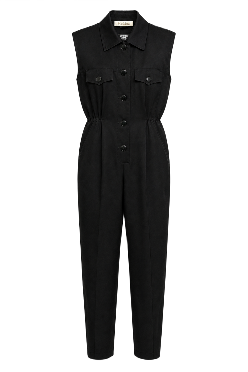 1990s Black Synthetic Blend Jumpsuit - Front View