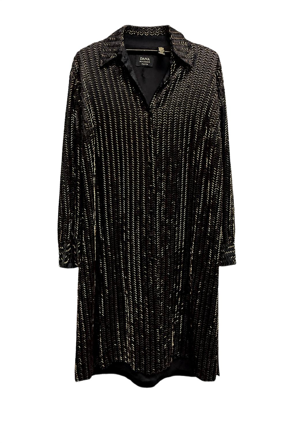1970s Black Synthetic Blend Shift Dress - Front View