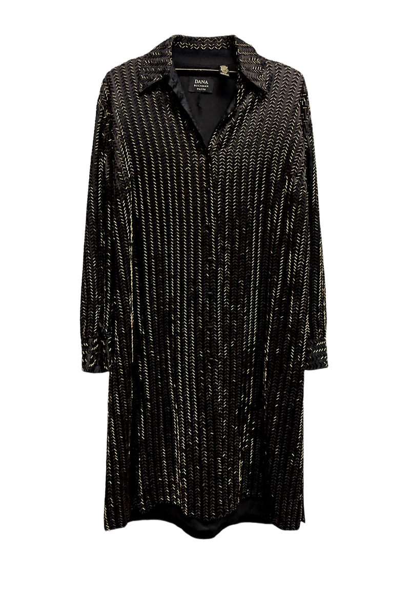 1970s Black Synthetic Blend Shift Dress - Front View