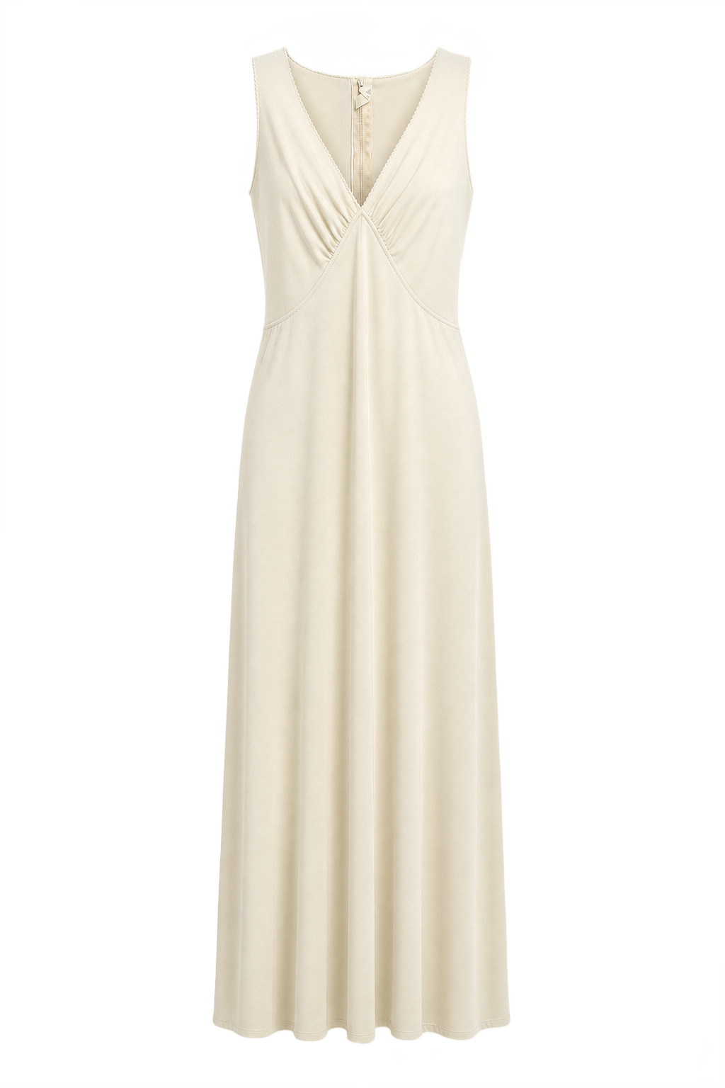 1950s Cream Synthetic Blend Shift Dress - Front View