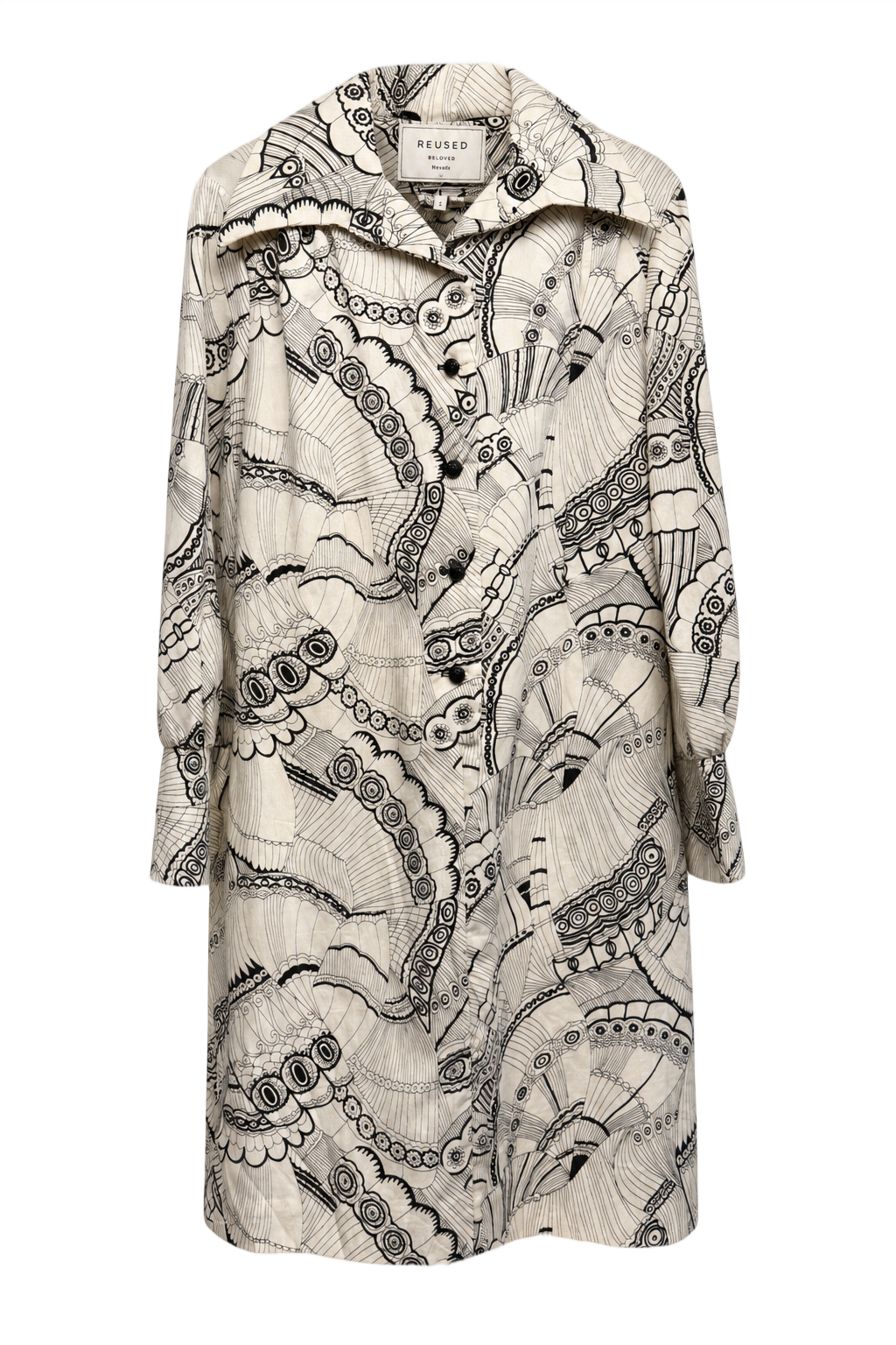 1990s Cream White Synthetic Blend Coat - Front View