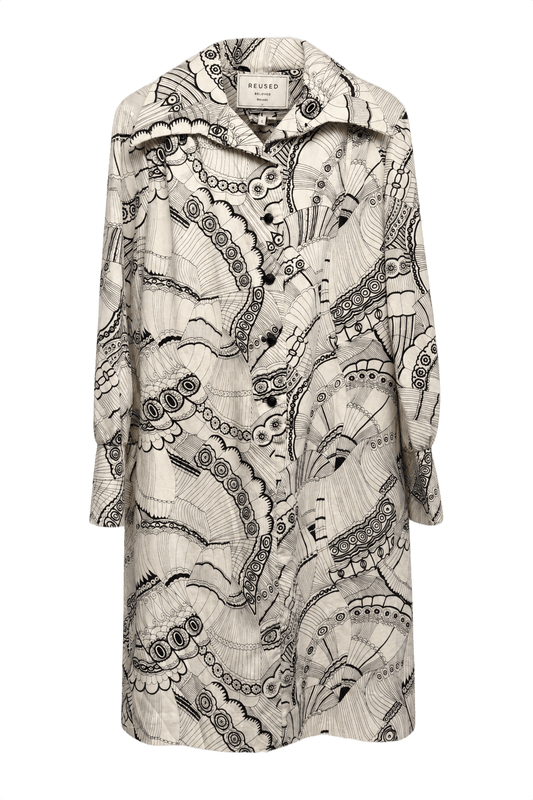 1990s Cream White Synthetic Blend Coat - Front View