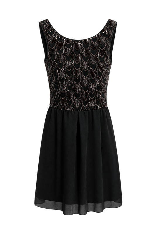 1990s Black Synthetic Blend Mini Dress - Front View