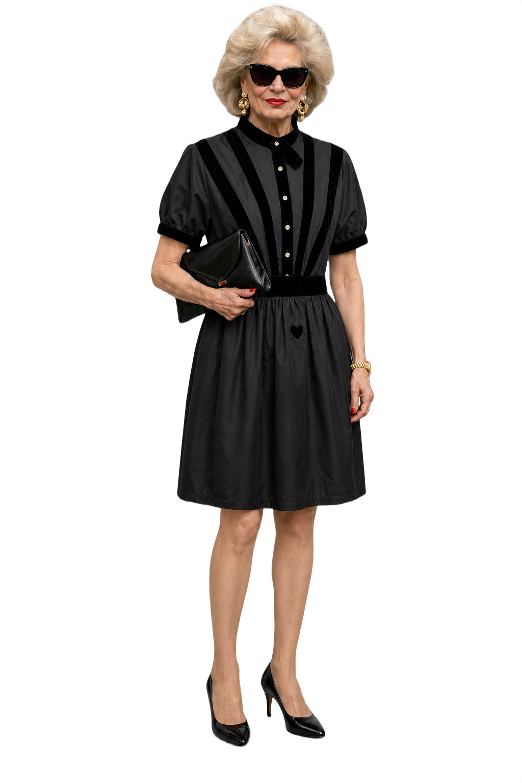 1970s Black Synthetic Blend Dress - Model