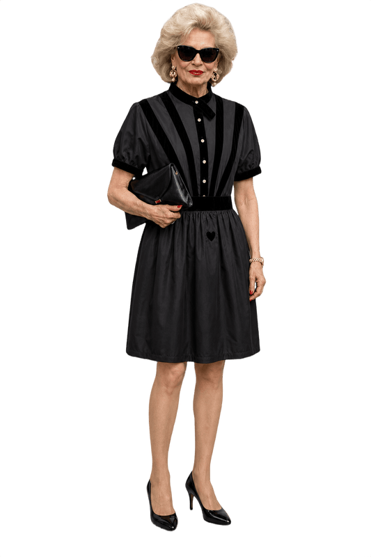 1970s Black Synthetic Blend Dress - Model