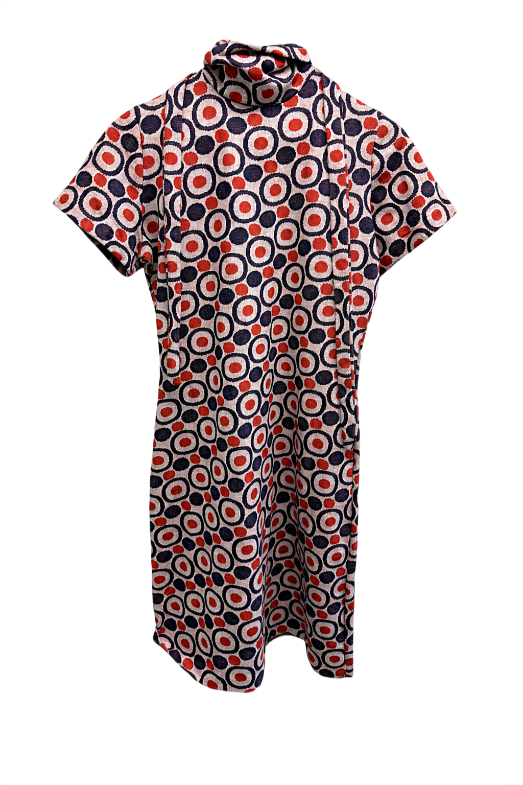 1970s Multicolor Synthetic Blend Shift Dress - Front View