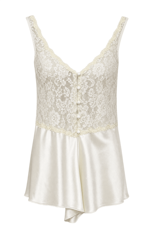 1990s Cream Silk Blend Dress - Front View