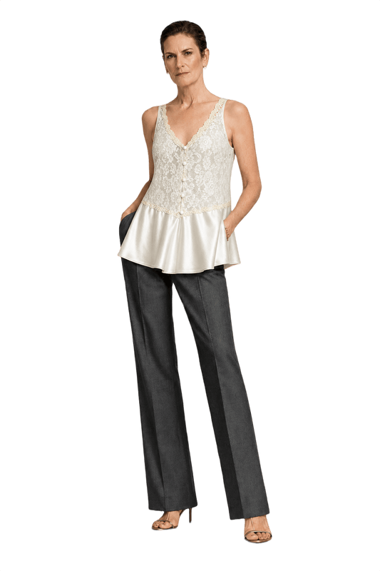 1990s Cream Silk Blend Dress - Model