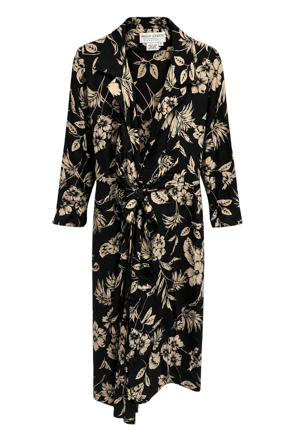 1950s Black Synthetic Blend Wrap Dress - Front View