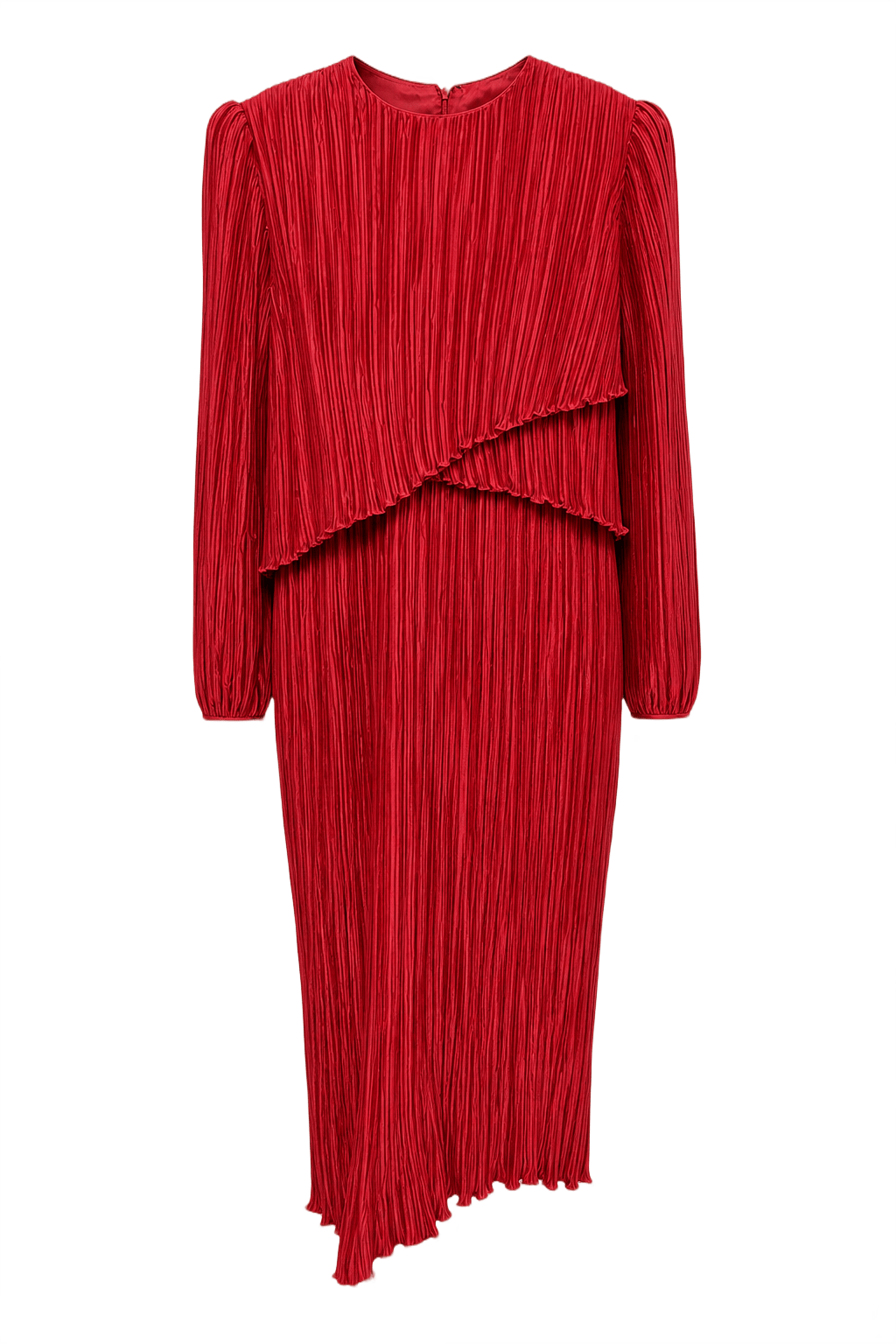 1980s Red Polyester Dress - Front View