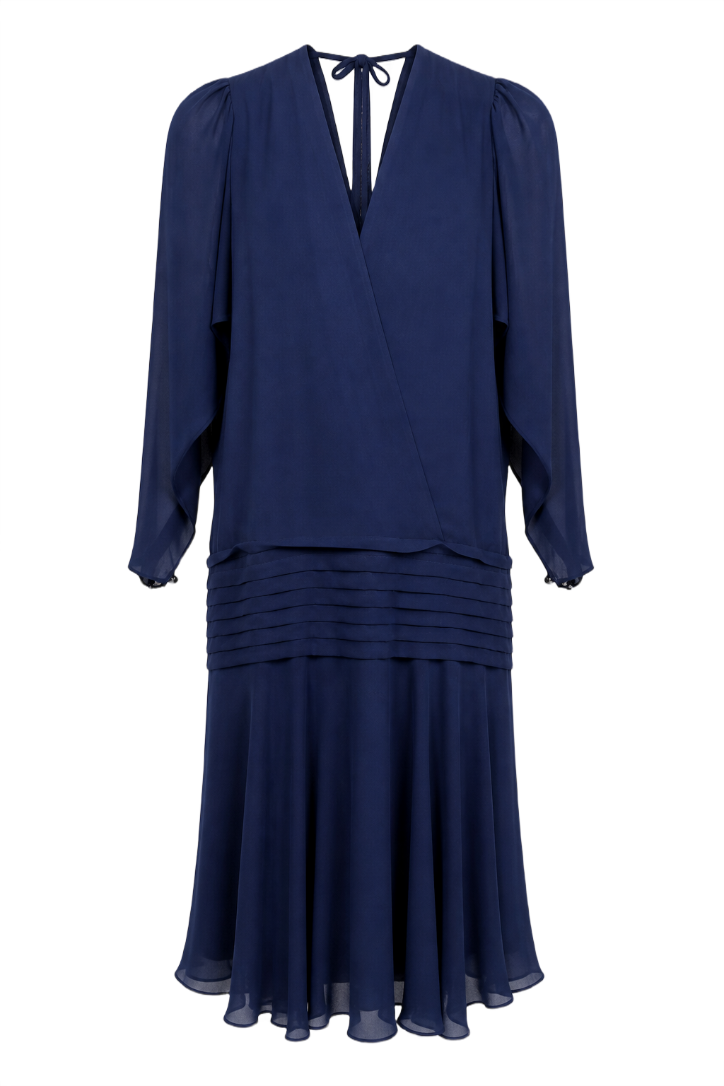 1950s Navy Blue Synthetic Blend Dress - Front View