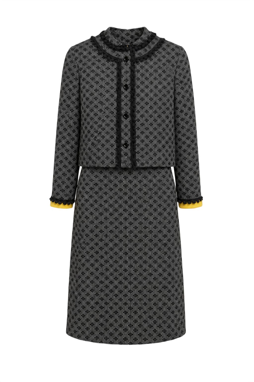 1990s Black and White Synthetic Blend Blouse and Dress Set - Front View