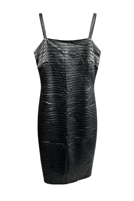 1990s Silver Synthetic Blend Shift Dress - Front View