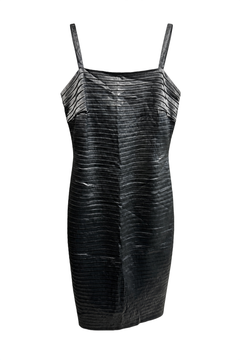 1990s Silver Synthetic Blend Shift Dress - Front View