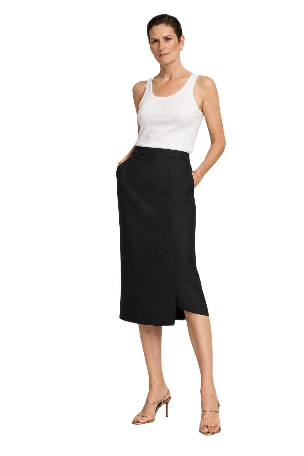 1990s Black Wool Blend Skirt - Model