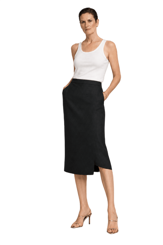 1990s Black Wool Blend Skirt - Model