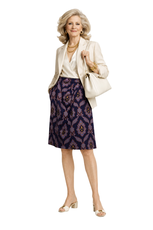 1970s Navy Blue Synthetic Blend Skirt - Model