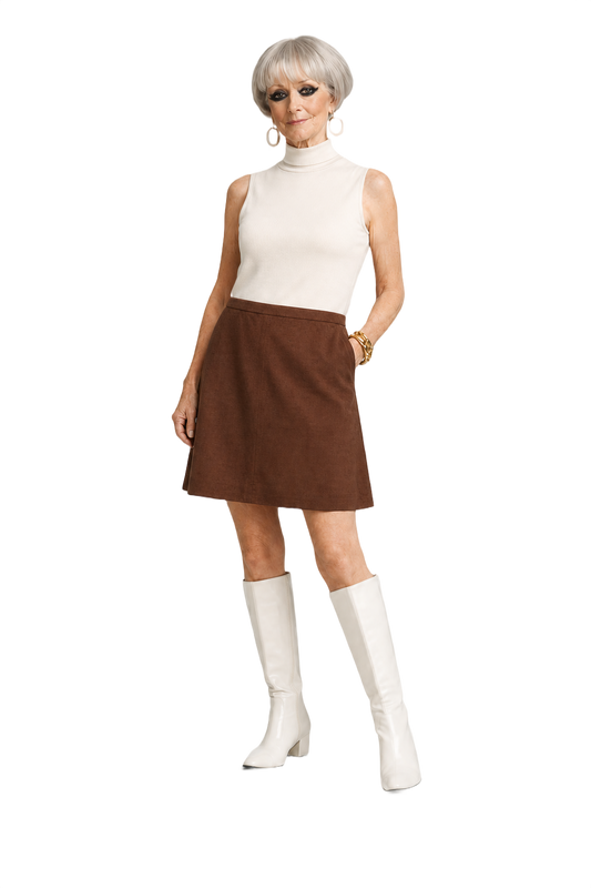 1970s Brown Synthetic Blend Skirt - Model
