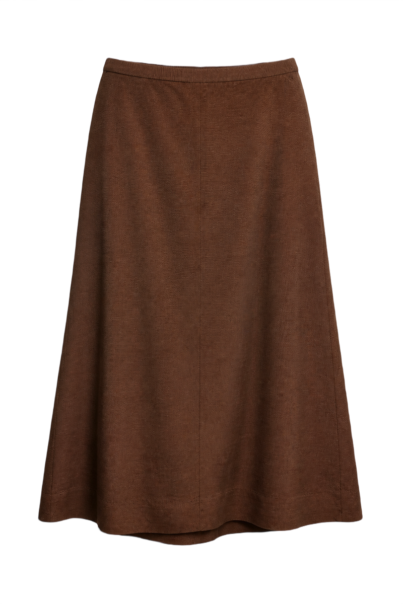 1970s Brown Synthetic Blend Skirt - Front View
