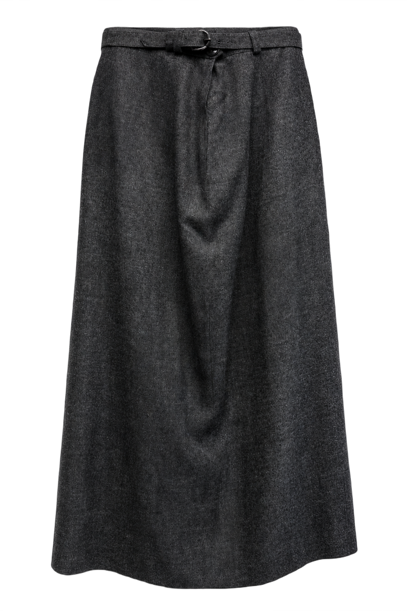 1970s Grey Synthetic Blend Skirt - Front View