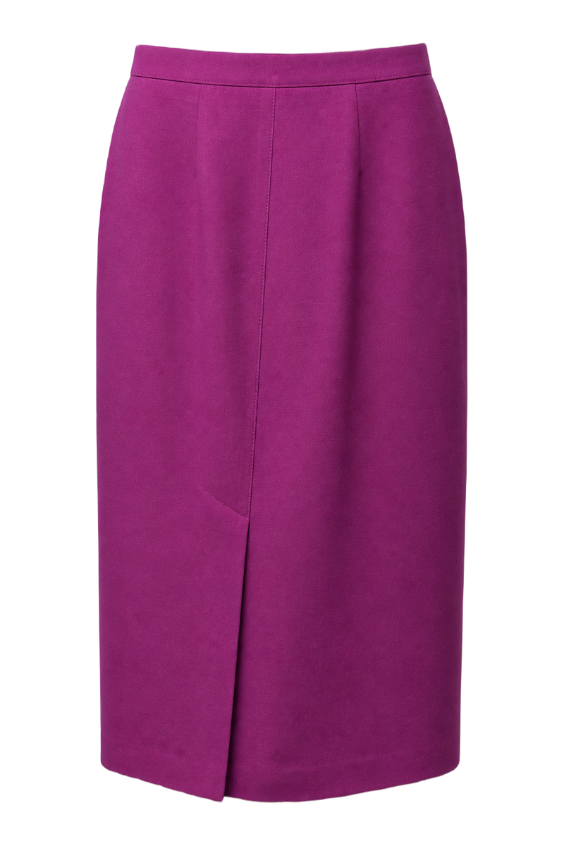 1970s Magenta Synthetic Blend Skirt - Front View