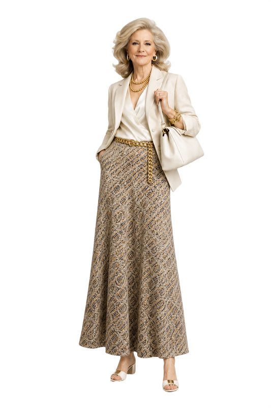 1970s Beige Wool Blend Skirt - Model