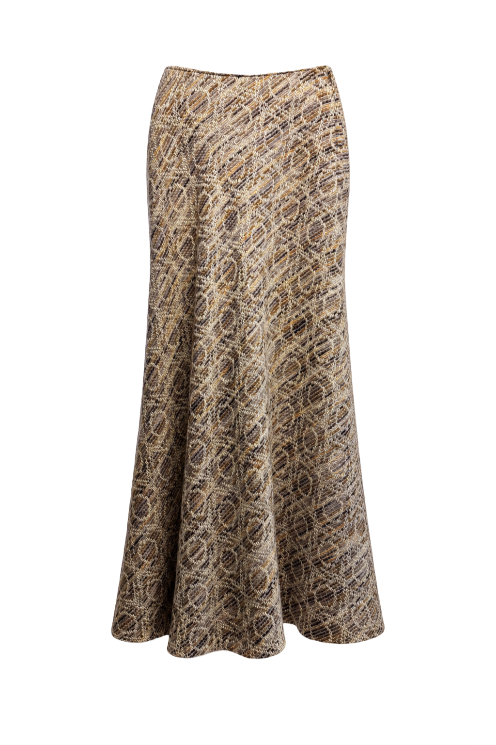 1970s Beige Wool Blend Skirt - Front View