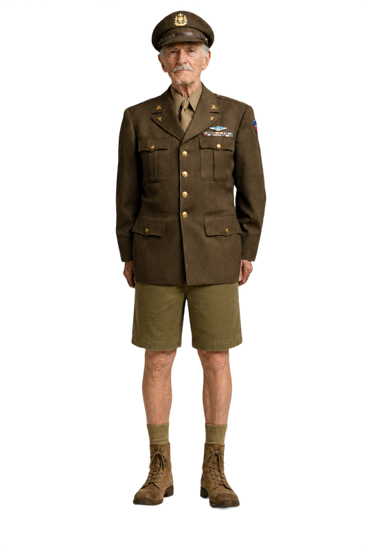 1940s Olive Green Cotton Blend Shorts - Model