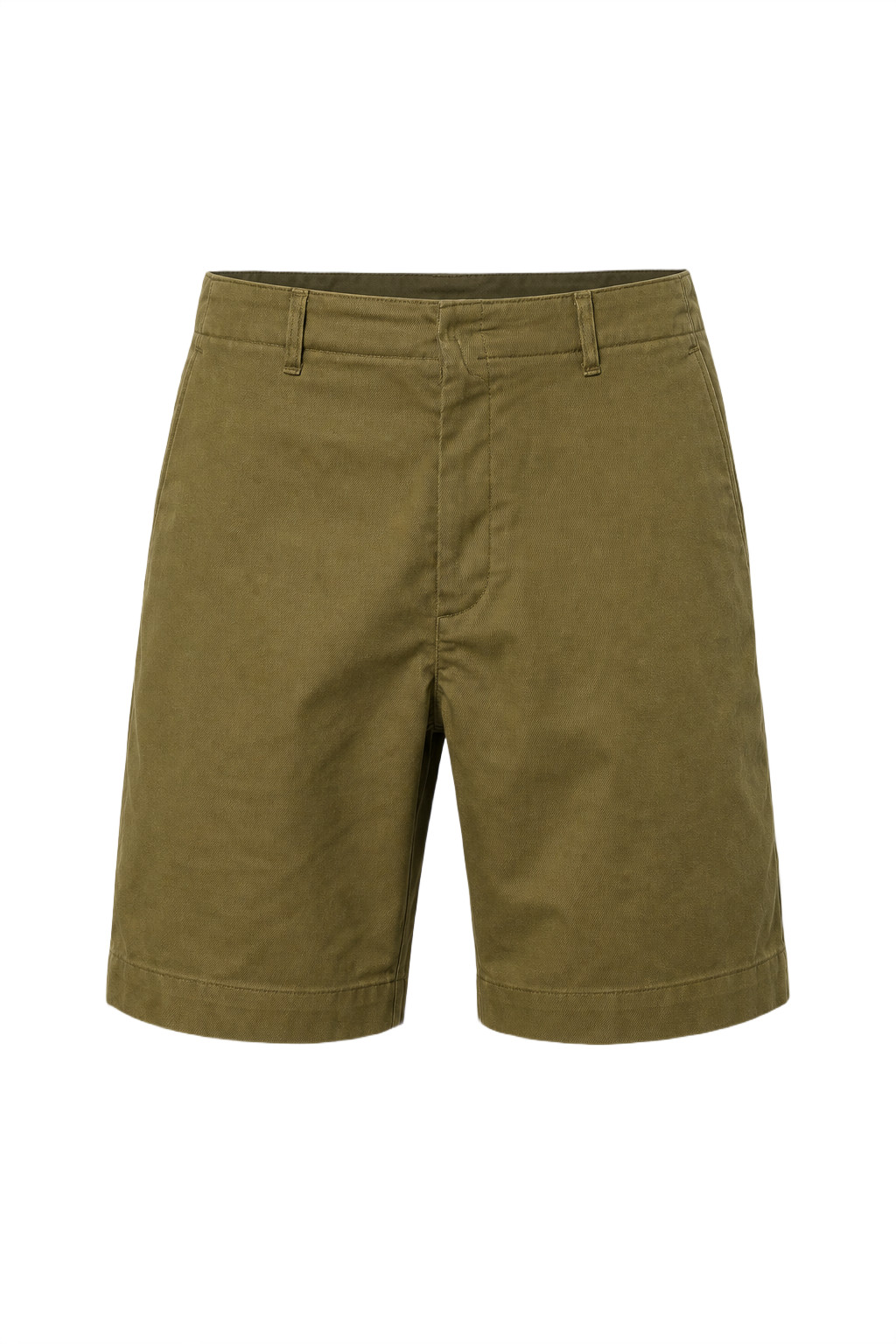 1940s Olive Green Cotton Blend Shorts - Front View