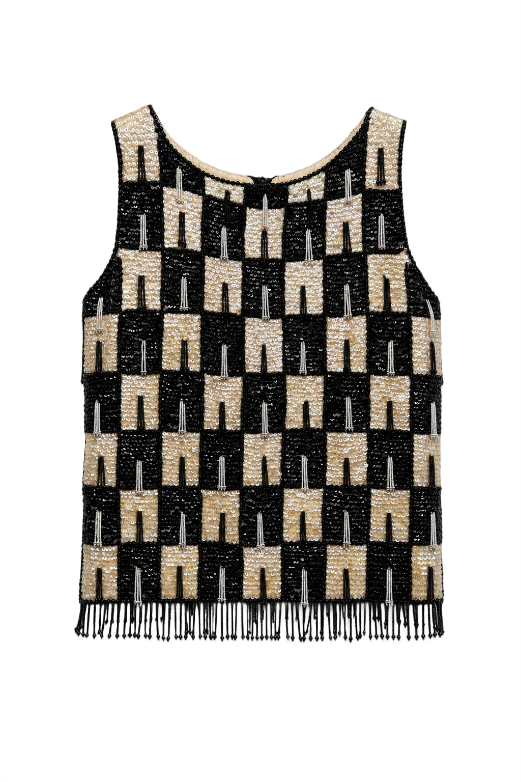 1950s Black Synthetic Tank Top - Front View