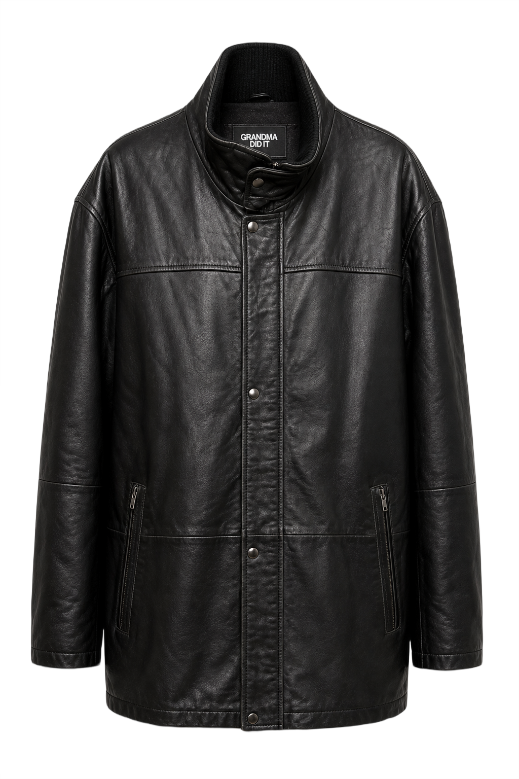 1990s Black Leather Jacket - Front View