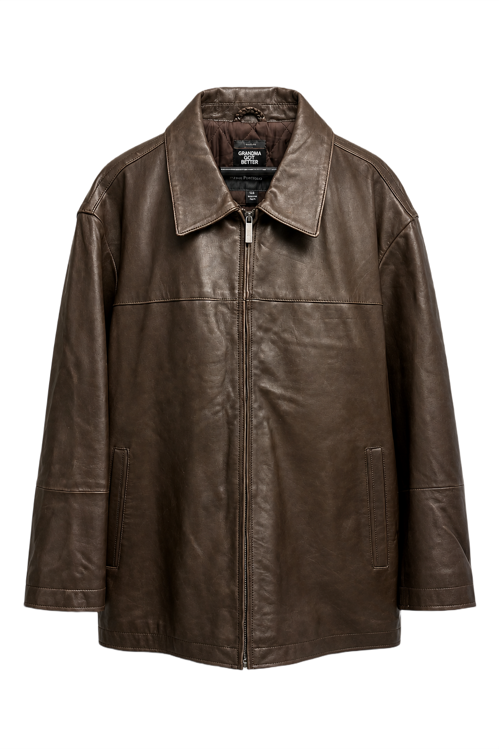 1990s Brown Leather Jacket - Front View