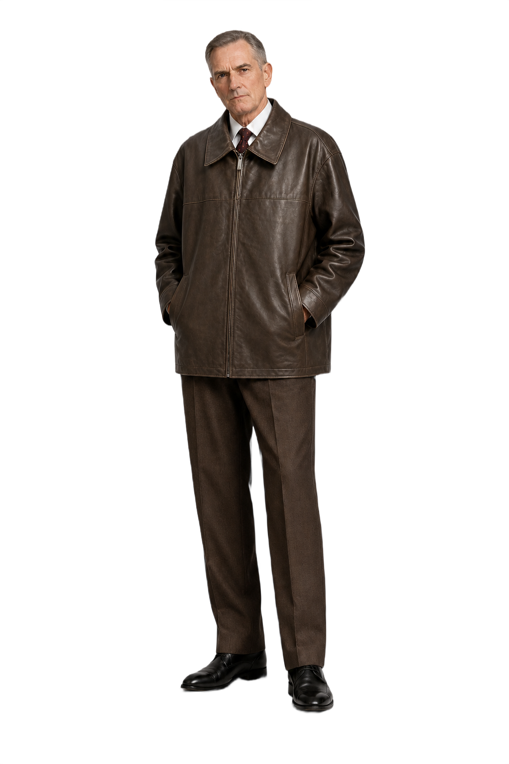 1990s Brown Leather Jacket - Model