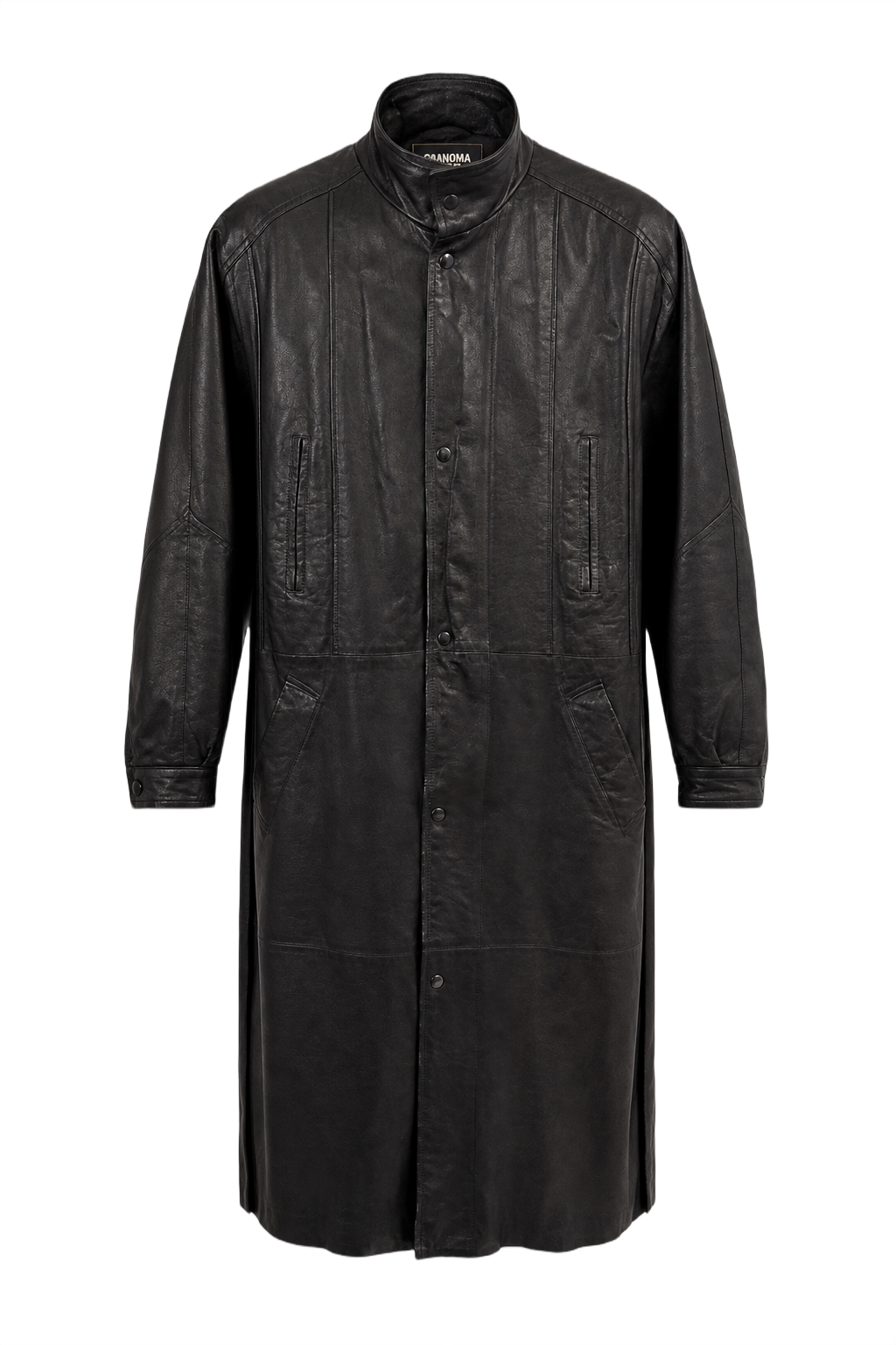 1990s Black Leather Coat - Front View