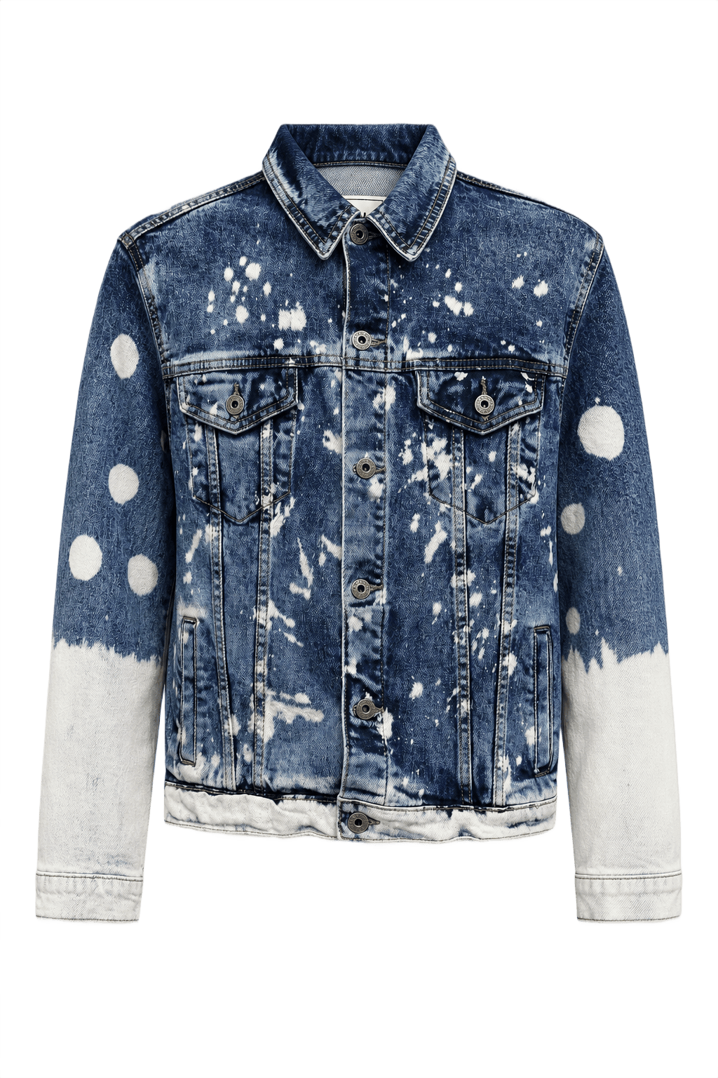 1990s Blue Denim Acid Wash Denim Jacket - Front View