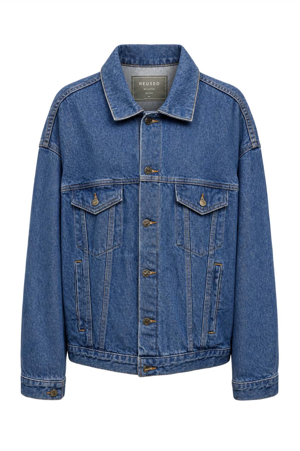 1990s Blue Denim Cotton Denim Jacket - Front View