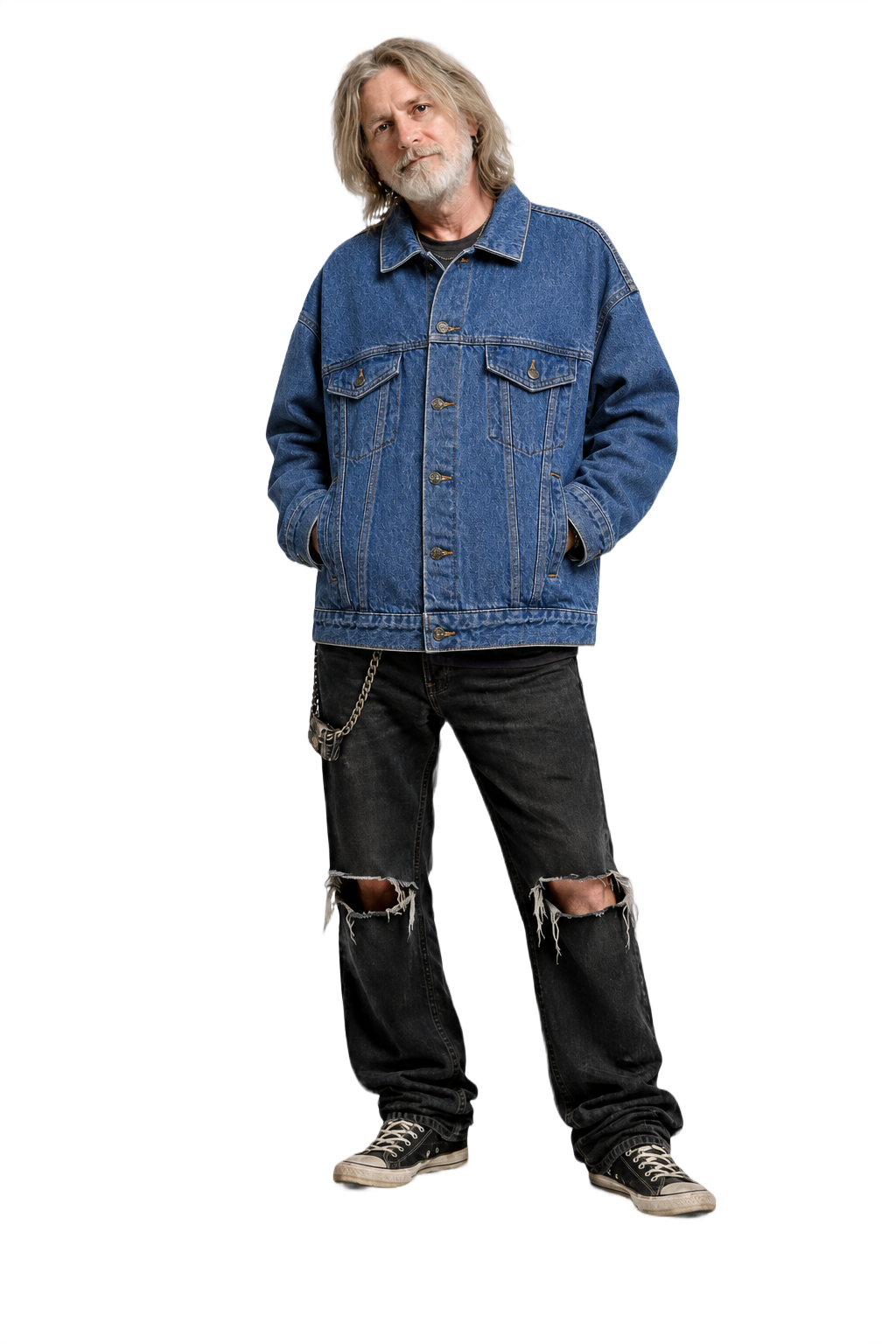 1990s Blue Denim Cotton Denim Jacket - Model