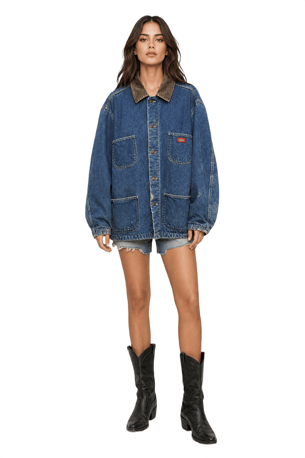 1990s Blue Denim Unisex Jacket - Model