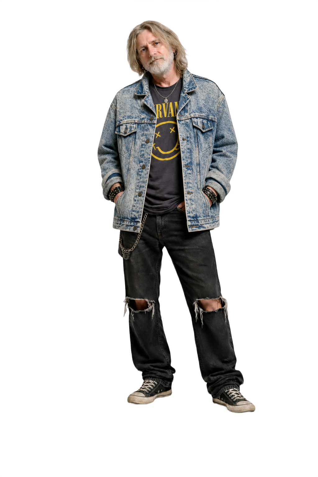 1990s Light Blue Denim Jacket - Model