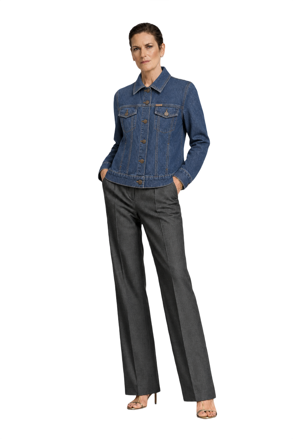 1990s Denim Blue Denim Jeans Jacket - Model