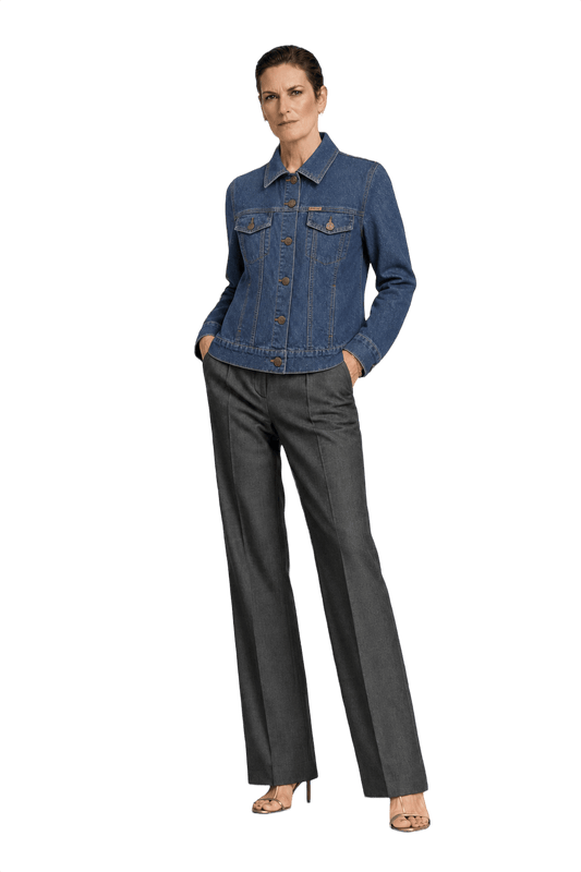 1990s Denim Blue Denim Jeans Jacket - Model
