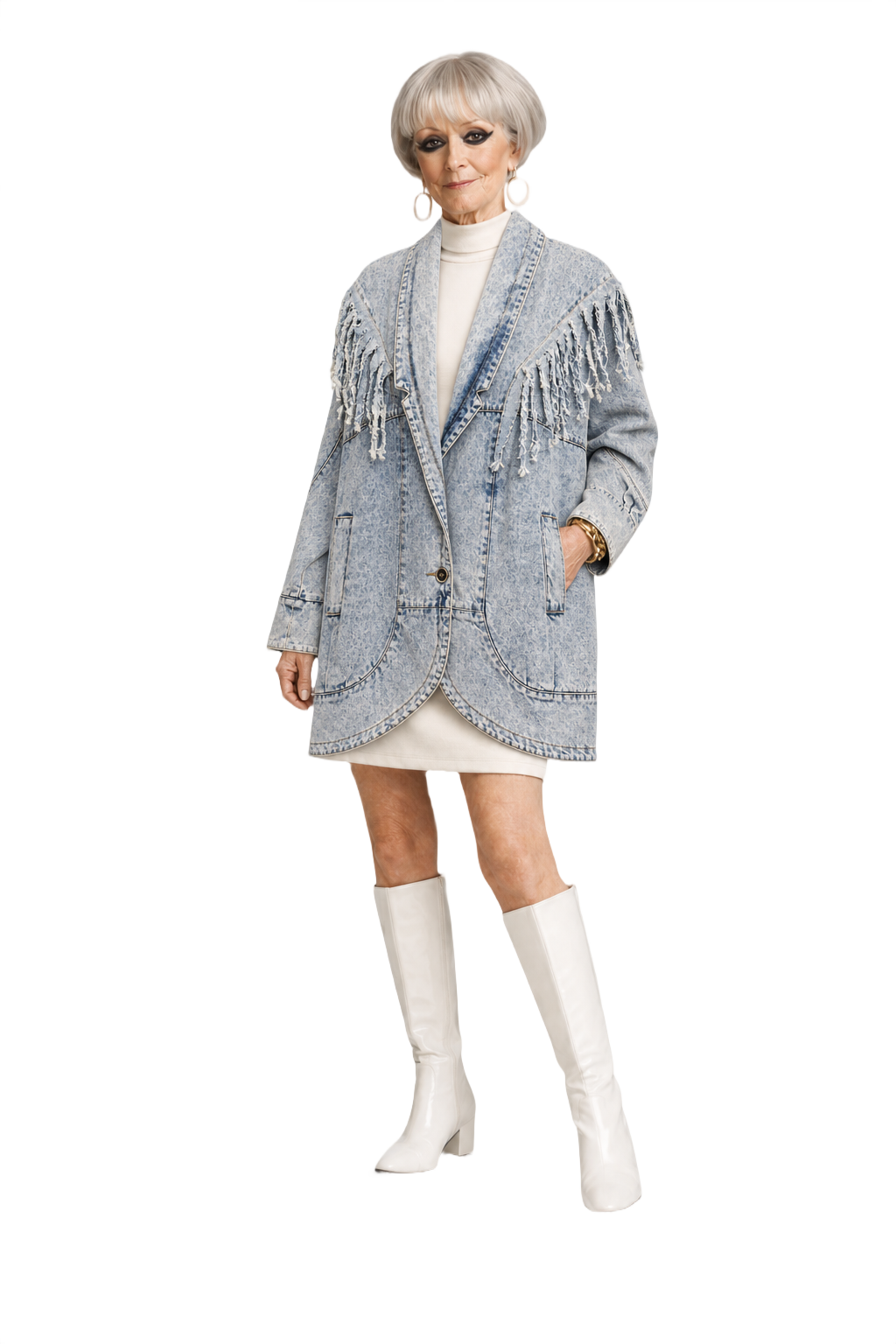 1980s Light Blue Denim Jacket - Model