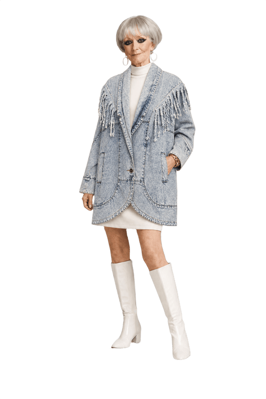 1980s Light Blue Denim Jacket - Model