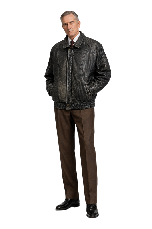1990s Black Leather Jacket - Model